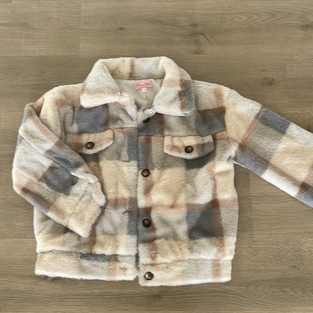 EUC pink lily fur jacket